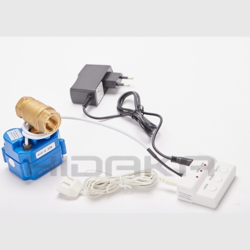 Aqur2020 Water Leak Sensor with DN25 Valve, Audible Alarm, 8 LED Indicators, IP65 Protection, US Plug, for Home Security
